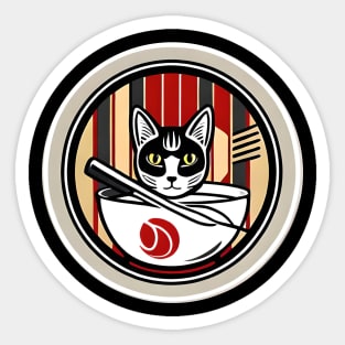 Cute Japanese Cat ramen Sticker